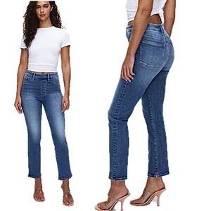 Good American Power Stretch Pull On Cropped Straight Jeans